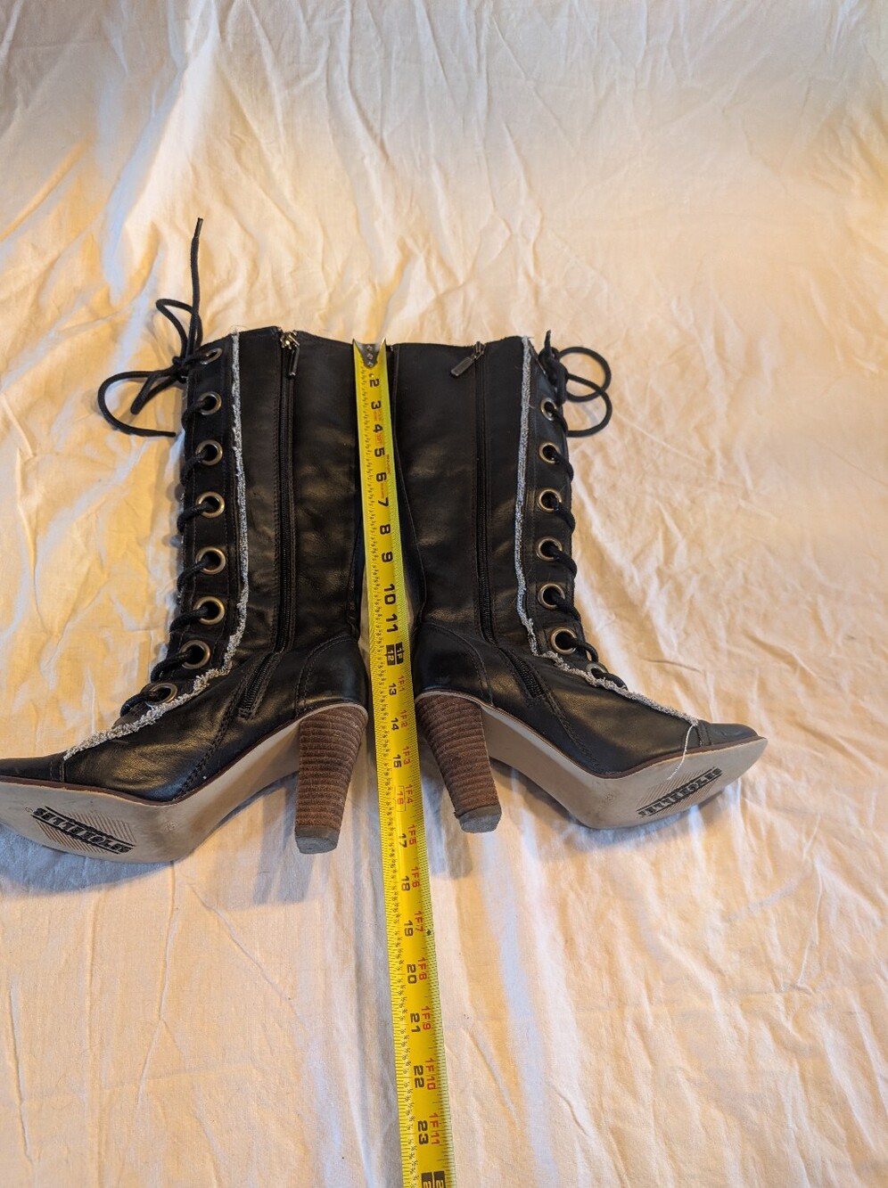 2/60$ Seychelles Black Lace-Up Leather Heeled Boots - Picture 13 of 13